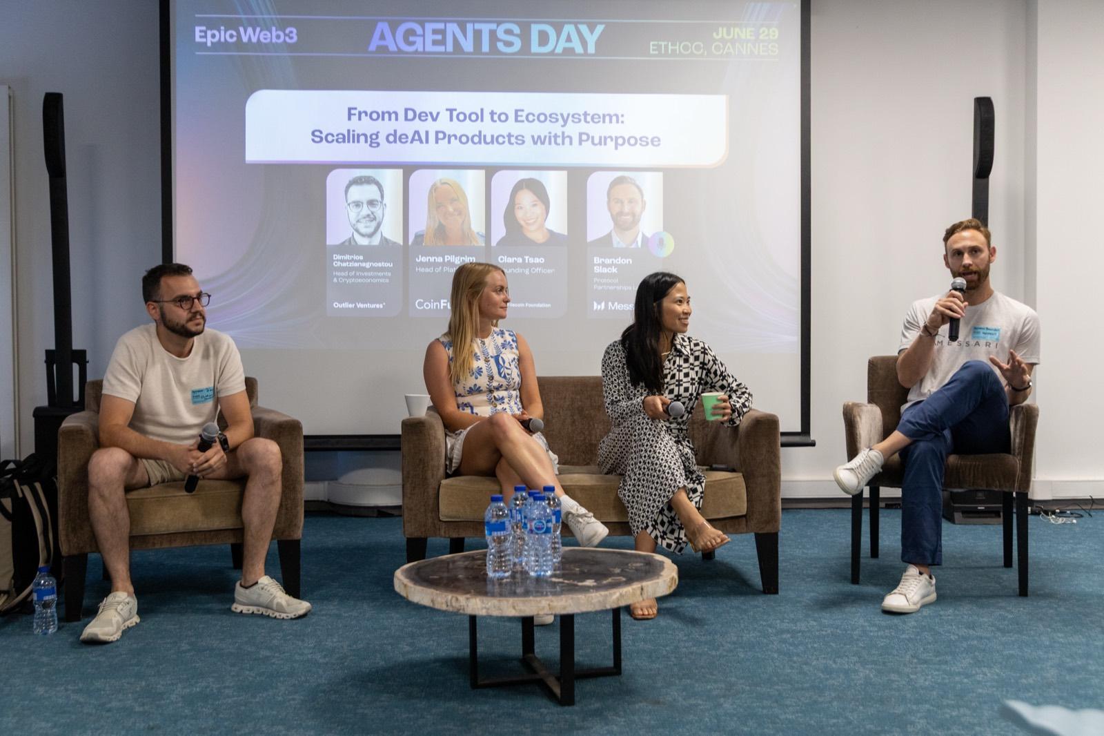 A four-person panel seated on stage at Agents Day